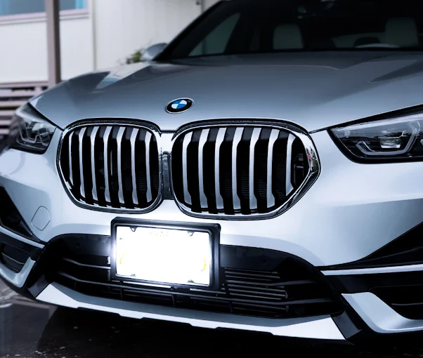 Detailed white BMW front exterior